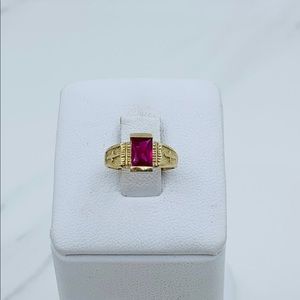 10k Solid Gold Ring Red Kids Baby cross
